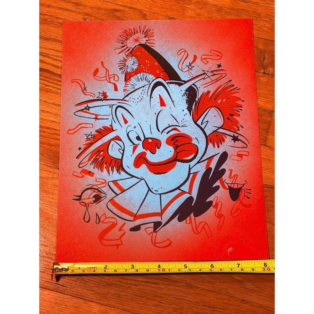 Artist Robin Banks-Colorful clown Cartoon Party Hat Art Print - Picture 2 of 4